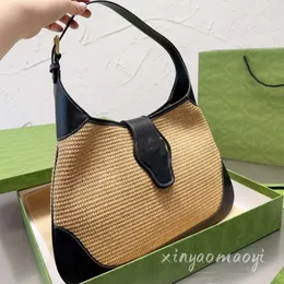 Lüks El çantası Tasarımcı Crossbody Straw Dnit Omuz Çantası Kadınlar G Mark Deri Kadın Moda Çantaları Lady Cross Vücut Koltuklu Çanta