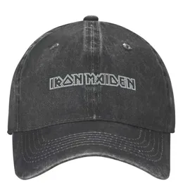 Caps de bola masculino banda de música rock ironmaiden baseball cap casual jeans denim casquette pai boné ajustável d240507