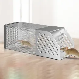 Fällor En enda dörr Kontinuerlig råtta Trap inomhus och utomhusmöss catcher Mousetrap Metal återanvändbar mus råtta bur