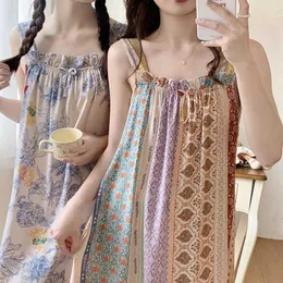 Kadın Uyku Salonu Kadınlar Geniş Halter Nightgown Kadın Yaz Ortaokul Öğrencileri Pamuk İpek Pijamaları Yeni Ev Giyim Küçük Kızlar İpek Skir