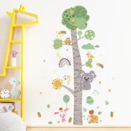 ملصقات الكرتون أشجار الحيوانات ارتفاع قياس ملصقات الجدار لغرف الأطفال