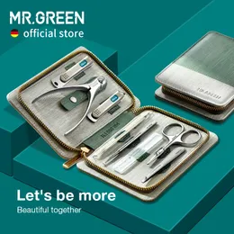 Sr. Green Manicure Set Fetes Terapy Conjunto de pregos Ferramenta de corte de unhas de aço inoxidável com estojo de viagem 240428