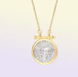 S039STEEL Korean Necklaces 925 Sterling Silver For Women Designer Gold Round Pendants Necklace Cadena Plata 925 Jewellery 210625560184