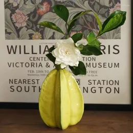 화병 창조적 인 Carambola Flower Vase Ceramics 과일 냄비 예술 배열 심기 용기 탁상 장식