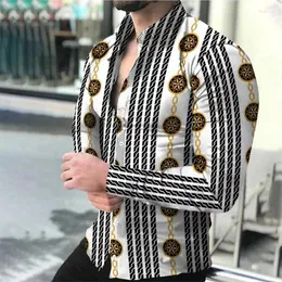 Mäns casual skjortor 2024 mode långärmad lapel skjorta kreativ högupplöst mönster högkvalitativ bekväm mjuk material