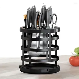 Suporte de armazenamento de armazenamento de cozinha belted rack prateleira cesta de cesta de faca Organizador de mesa de mesa ralo de suporte rotativo