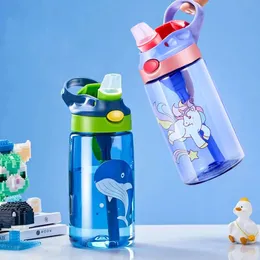 480ml Çocuklar Su Şişesi Saman Sippi Kupa ile Çocuklar Plastik Şişeler Açık Hava İçme Öğrenciler İçecek Tarafları 240420