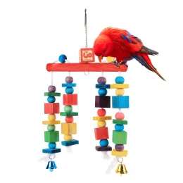 Toys Parrot Toys Vogelversorgungen Papageien nagen Spielzeug DIY Klaue Pfote Hantel Farbe Holz Seil Schleifen Swing Station Leiter String Spielzeug