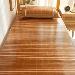 бамбуковый коврик шелк шелковый матрас летний голый спящий студент общежитие одно матрас дома складная трава коврик натуральный чистый бамбук 240506