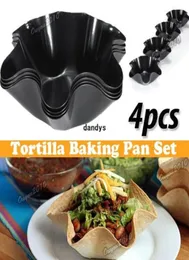 4PCSset Banco de tortilha perfeita não frita Mold Pan Salad Plato de cozinha hexagonal de cozinha taca de taco antiaderente Bakewaredandys2141029