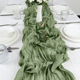 Gauze Table Runner Burlap SemiSheer Cheesecloth Setting Dining Rustic Country Wedding Birthday Decor Boho Linens y240430