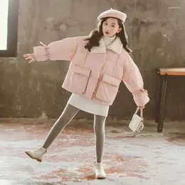 Down Ceket Çocuk Giysisi 2024 Kış Tarzı Büyük Boy Koreli tarzı Batı Kalın Pamuklu Çıkar Kıyafetleri Kızlar Pamuk Padd