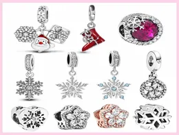 925 Silver Fit Charm 925 Bracelet Snowflake Charm Зимнее рождественское очарование набор Хэллоуин Шармс набор подвесной DIY Fine Beads Jewelry4135225