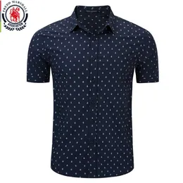 Herren -Hemdhemden Fredd Marshall 2020 Sommer Neue Mode gedruckte Herrenhemd 100% Baumwolle Kurzschlank Slim Fit Casual Business Shirts Social 55907 D240507