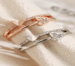 SANJIE Koreanischer Stil Herztoherz Ring Herzschrägte Diamantring Frau Paar Ring Schmuck 98235319441150