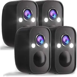 Kabellose Haus im Freien Überwachungskameras 4 -Pack, 5MP Batterieantrieb Spotlight Siren Alarm WiFi Überwachung Innenkamera mit Farb Nachtsicht AI Bewegung Erkennung