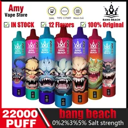 Bang Beach 22000 Puffs 22K Puff 22000 Smart Screen Tornado Elektronische Zigaretten Einweg vorgefüllt Pod 650mah wiederaufladbarer Batterie -Vaper Razz Bar gegen Randm 15000