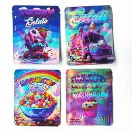 Runtz Çerezler Paketleme Çantaları 3.5G Mylar Marshmallow Paketi Lazer Paketi Gelato Ambalaj Çantası Boş