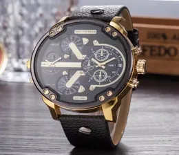 Multi Time Zone Wristwatch Montre luxe Military Clock Leather Strap 53MM Big dial DZ Stainless steel Watch Men039s Sport Quartz4062893