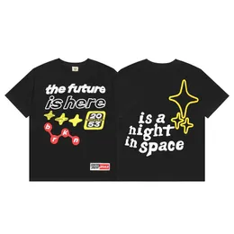 Сломанная планета одежда Новая дизайнерская мужская футболка для печати рубашка Мужская рубашка и короткая свободная шелковая рубашка футболка для мужчин футболка 2024
