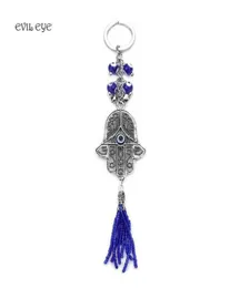 Schlüsselanhänger Evil Eye Mode Schmuck Schlüsselkette Wand Hanging Anhänger Blau Amulett Kabbala Hand Fatima Glass Ring18551590
