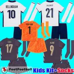 2024 Kinder Kit Kinder Socken Mainoo Bellingham Saka Englands Fußball -Hemd -Fußball Trikots 2025 Toney Kane Sterling Mount Rashford Grealish Foden Baby Set Top