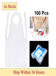 100pcs unisex tek kullanımlık önlük su geçirmez yağ geçirmez mutfak önlük antifuring pe plastik plastik kadınlar için erkekler yemek önlükleri 2011996647