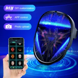Masks Led Cosplay Mask with Programmable Lighted Face Transforming Mask Rechargeable App Controlled Prop Hallowee Party Bluetooth Mask