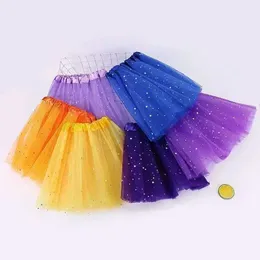 Tutu Giyim Yaz Çocukları Bebek Yıldız Glitter Dance Tutu Etek Kız Sequin 3 Katmanlar Tül Toddler Dantel Pettiskirt Çocuk Şifon 2-8T D240507