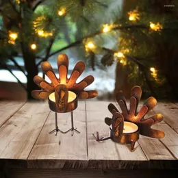 Ljushållare 6st Metal Standing Turkey Tea Light Holder Thanksgiving Holiday Atmosphere Table Decoration (inga ljus)