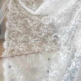 Ögonfransar 3METER/LOT OFT VIT FRANSKA CHANTILLY LACE TAIL, Ögonfransbroderi spetsar Craft Bridal Veil spetstillbehör 150 cm bredd