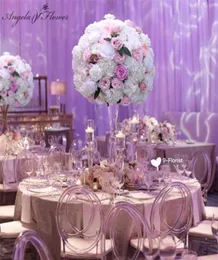 Dekoracyjne kwiaty wieńce 60 cm 34 Duży sztuczna kulowa piłka z jedwabnych stolik na imprezę imprezowy Wedding Decor Drog prowadzenie 9543661