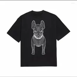 Magliette da uomo 2024 t-shirt per cani in cotone puro maschi di moda a manichette corta abbigliamento da donna della Corea del Sud.