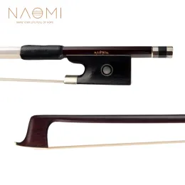 Guitar NAOMI Delicate IPE Violin Bow Round Stick Silver Wire Winding Lizard Skin Grip White Horsehair 4/4 Size Fiddle Bow