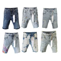 Lila Designer Herren Jeans Shorts Männer Marke Retro Wash Hip Hop Casual Short Knie Lenght Jean Shorts Kleidung