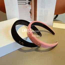 Luxury Sponge Headbands Hairband Trendy Designer Letter Hair Hoop Hairbands For Lady With Box