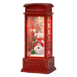 装飾的な置物クリスマス電話ブースバッテリー操作テーブルトップの装飾は、テーブルラミナス装飾品のナイトランプのためにサンタと一緒にライトアップします