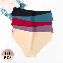 Women's Panties 10PCS Soft Kit With 10 Pieces Female Comfy Underwear Set Invisible Briefs Lot Of Units Breathable Lingeri E