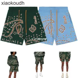 Rhude High end designer shorts for Draw new trendy quarter cord for summer shorts with five point wool needle for floral knitted jacquard loose waist With 1:1 original