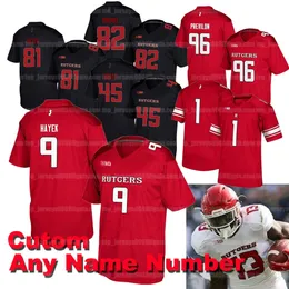 Custom Rutgers Scarlet Knights Football Jersey Aaron Young Noah Vedral Bo Melton Isaih Pacheco Olakunle Fatukasi Aron Cruickshank Moham 347h