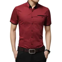 メンズドレスシャツ2024新しい到着ブランドメンズサマービジネスシャツショートスレズターンダウンタキシードシャツ男性シャツビッグサイズ5xl D240507