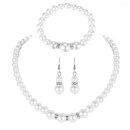 Naszyjnik Zestaw Perła Bransoletka Dangle Bride Choker Dangler i wisiant Wedding Jewelry Kit