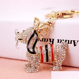 Anahtar halkalar taç köpek araba anahtarlık sevimli hayvan kolye altın ton emaye rhinestone zincirleri ıstakoz toka halka tutucusu 3pcs damla dhsda teslim