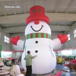 wholesale Outdoor Cute Inflatable Snowman Wearing A Red Hat 3m/5m White Blow Up Snow Man Model Balloon For Winter And Christmas Decoration