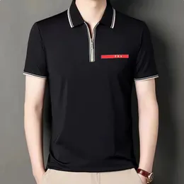 Man designer polos sommar dragkedja polo t shirt tees mode silikon bokstäver bomull v halsmän toppar tees kvinna tshirts hög kvalitet casual par kort ärm t-shirt