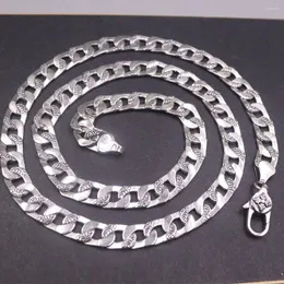 Kedjor Pure Solid S925 Sterling Silver Chain 8mm Craved Unique Curb Link Necklace 50g 24inch