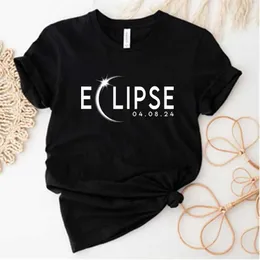 Kadın T-Shirt 2024 Toplam Güneş Eclipse 8 Nisan Gömlek Harajuku Astronomi Sevgilisi Gömlekler Kuzey Amerika Tur TS Astronomi Üstleri UNISEX CASID TOPS T240507