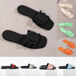 Jelly Designer Slippers Slides For Womens Mens Interlocking Letters Sandals Flat Gear Sole Floral Brocade Summer Beach Shoes Sliders mules claquette