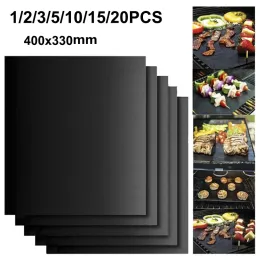 Tillbehör 40x33cm NONSTICK BBQ GRILL MAT Värmebeständig Bakning Återanvändbar grillplatta Kokgrillningsblad Verktyg