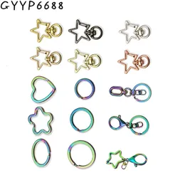 2050100pcs Correntes de chave de metal arco -íris para bolsas Bolsa Straia de ombro Anéis abertos Fivelas Gancho Fazendo acessórios de Diyjewelry 240425